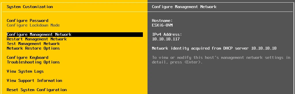Configuración de la red de gestión en un host ESXi