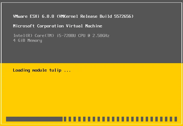 El instalador de ESXi está cargando los módulos