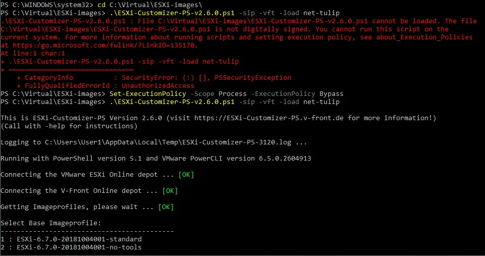 Integración de controladores de red mediante el script ESXi-Customizer