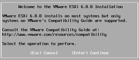 La pantalla de bienvenida de la instalación de VMware ESXi