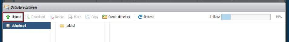 Carga de la imagen de instalación ISO en el almacén de datos ESXi