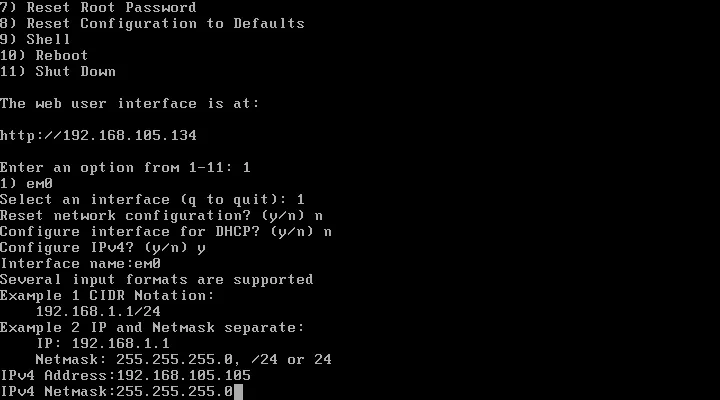 Configuring network settings for FreeNAS
