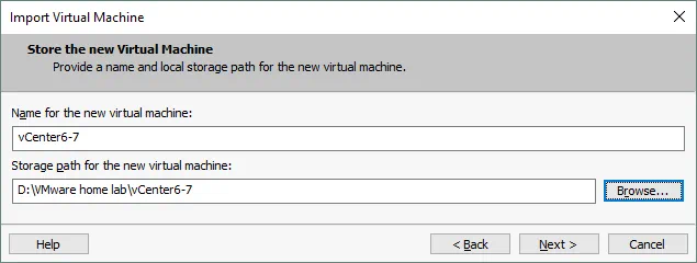 Setting the VM location.