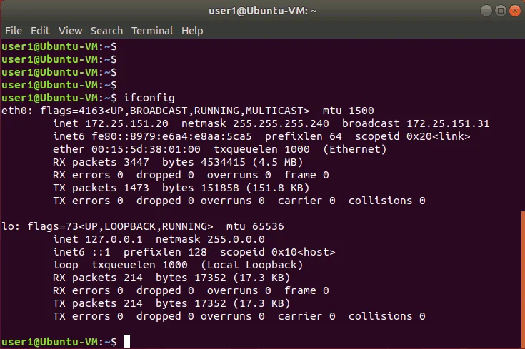 La ventana Terminal de Ubuntu 18.