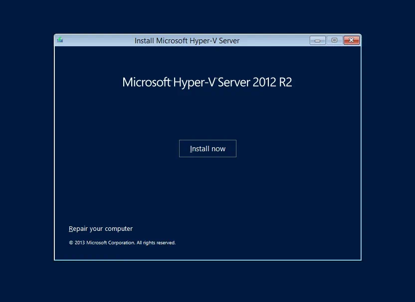 Install Hyper-V 2012 R2 Core