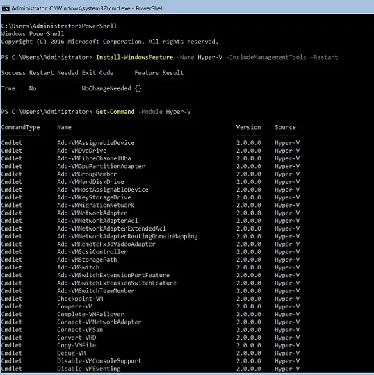 PowerShell cmdlets (Server Core Installation vs GUI)