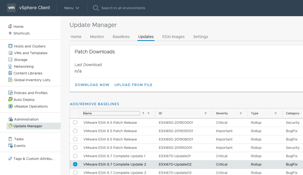 How to Update VMware ESXi 6.5 to 6.7 by Installing Patches