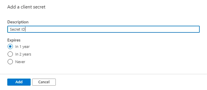 A secret ID that expires in 1 year