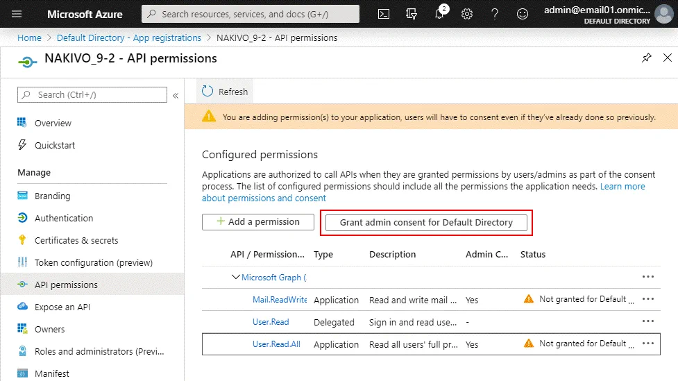 API permissions are added