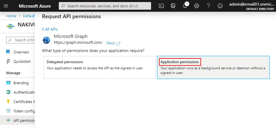 Selecting application permissions