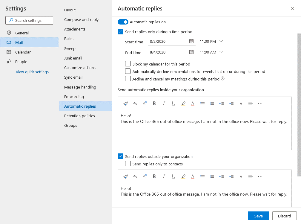 How To Set Automatic Reply In Office 365
