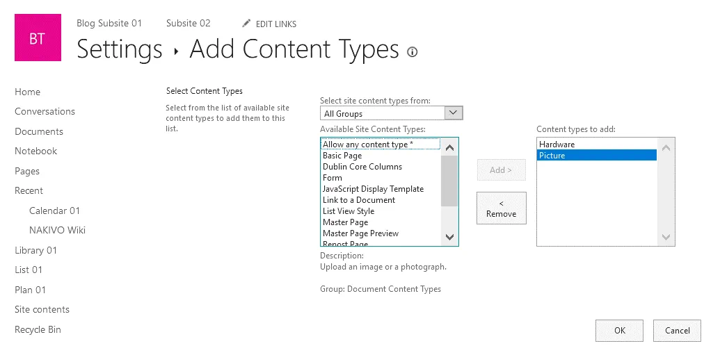 Adding content types