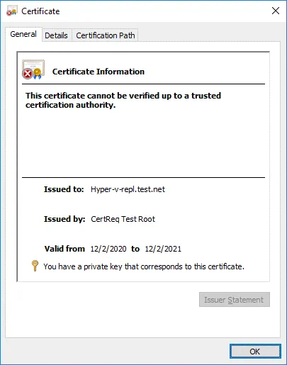 Comprobación de los parámetros del certificado