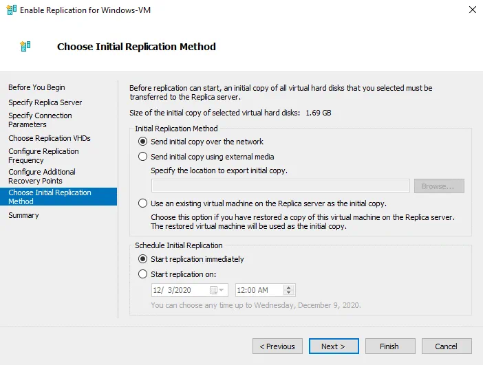 Elegir el método de replicación inicial