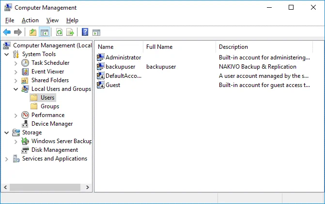 A user to access SMB shares is created
