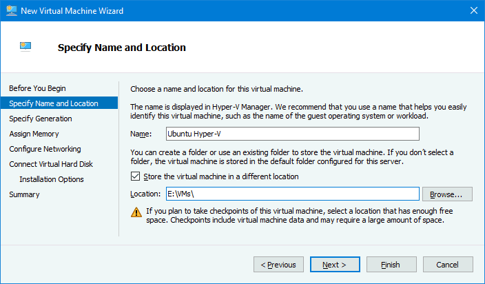 Hyper-V Manager Windows 10 – creating a new VM