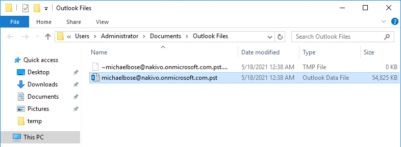 Office 365 backup email – using a PST file used by Outlook