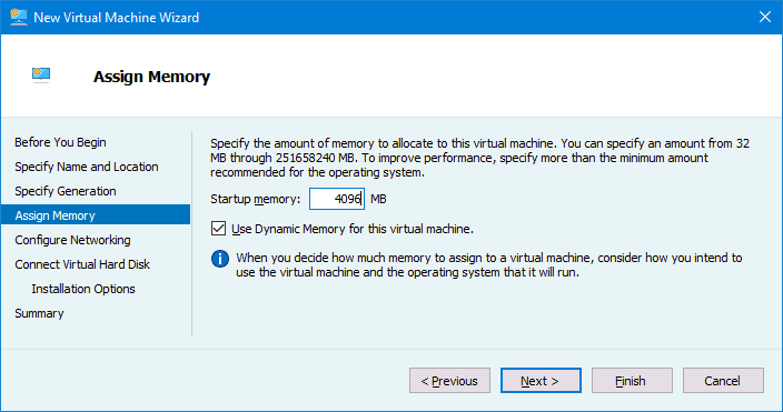 Ubuntu on Hyper-V – configuring virtual memory