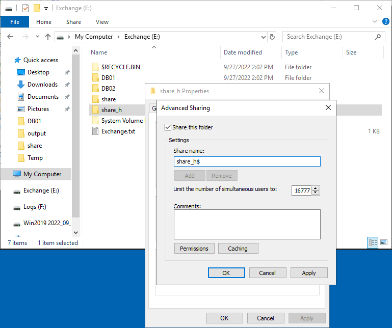 Windows file sharing – configuring a hidden share