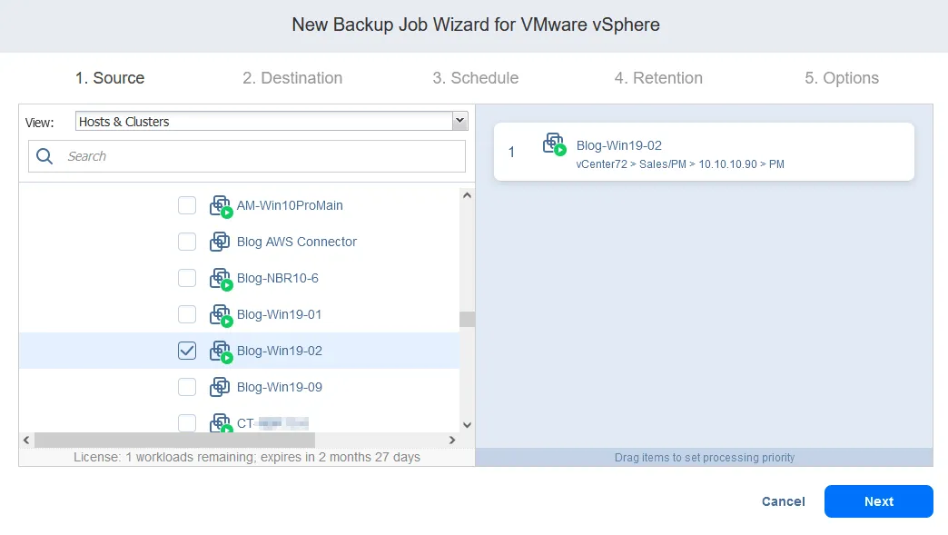 Seleccionar un VM para hacer backup de en Azure Blob Storage