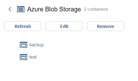 Viewing Azure Blob Storage containers used for backup to Azure storage