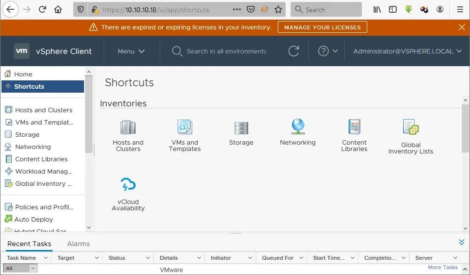 vCenter Server appliance has been deployed on an ESXi host as a VM
