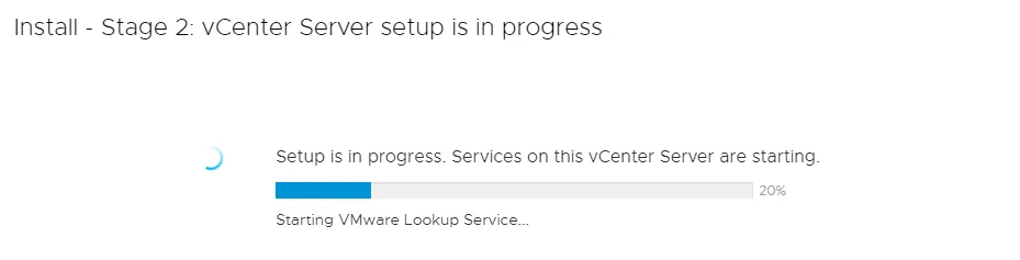 vCenter Server setup is in progress (stage 2)
