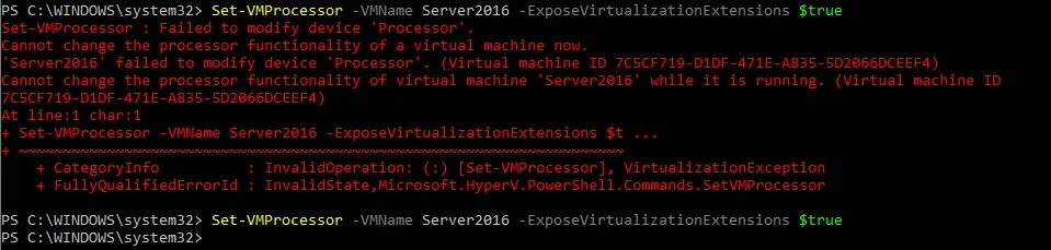 Hyper-V enable nested virtualization - habilitar funciones de virtualización del procesador para una VM