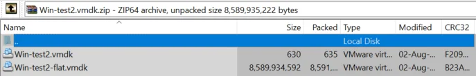 A downloaded zip archive that contains a virtual disk and descriptor vmdk files