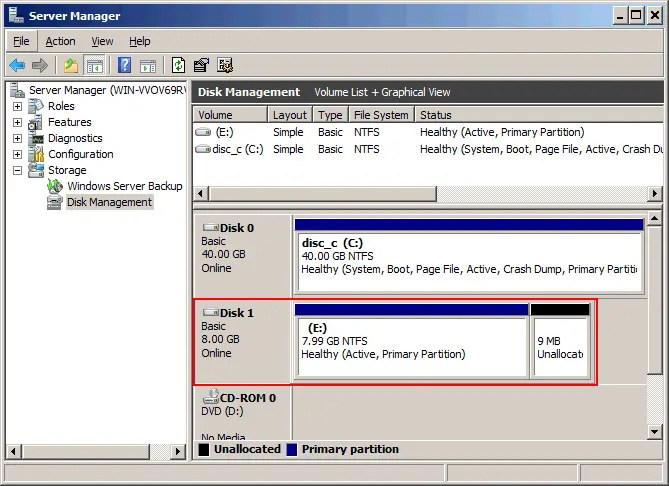 A vmdk virtual disk of the ESX format has been attached to a Windows VM