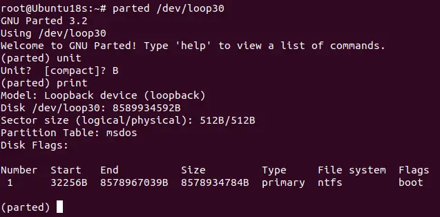 Checking information about a vmdk virtual disk and its partitions