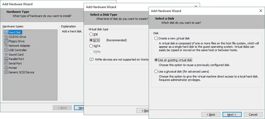 How to attach a vmdk file to a VM in VMware Workstation