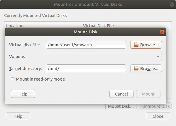 How to mount vmdk file as a virtual disk to a Linux host machine