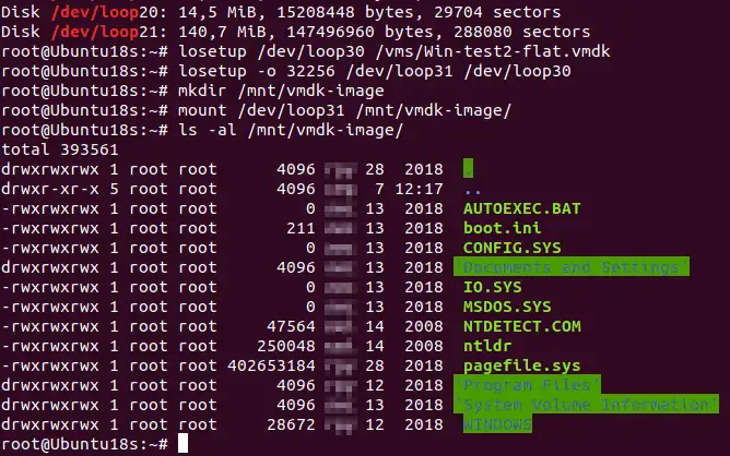 Using a loopback pseudo-device to mount vmdk virtual disk images in Linux