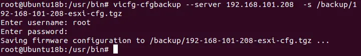 Hacer backup de la configuración de ESXi e introducir un login y contraseña en modo interactivo