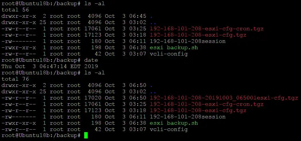 ESXi configuration backup files have unique names