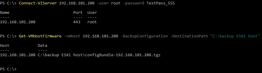 How to take ESXi host backup with PowerCLI
