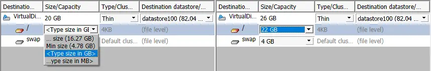 Changing disk partition size for a Linux VM in VMware vCenter Converter Standalone