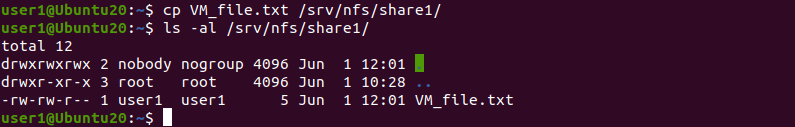 Copying a file to a directory configured as an NFS share