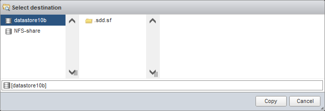 Copia de un archivo VM a un almacén de datos ESXi en VMware Host Client