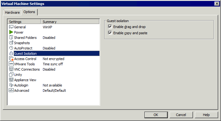 Enabling shared clipboard and drag & drop to transfer files to VMware VMs