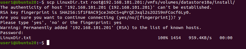 How to copy a file to a remote ESXi host via SCP