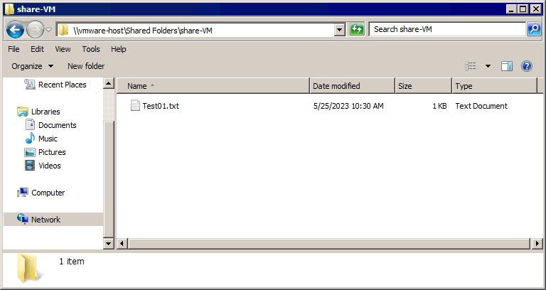 VMware transfer files from a VMware VM using a shared folder