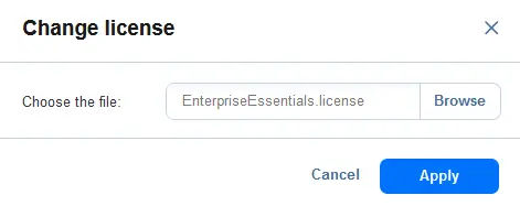 Selecting a file to install a license in NAKIVO Backup & Replication