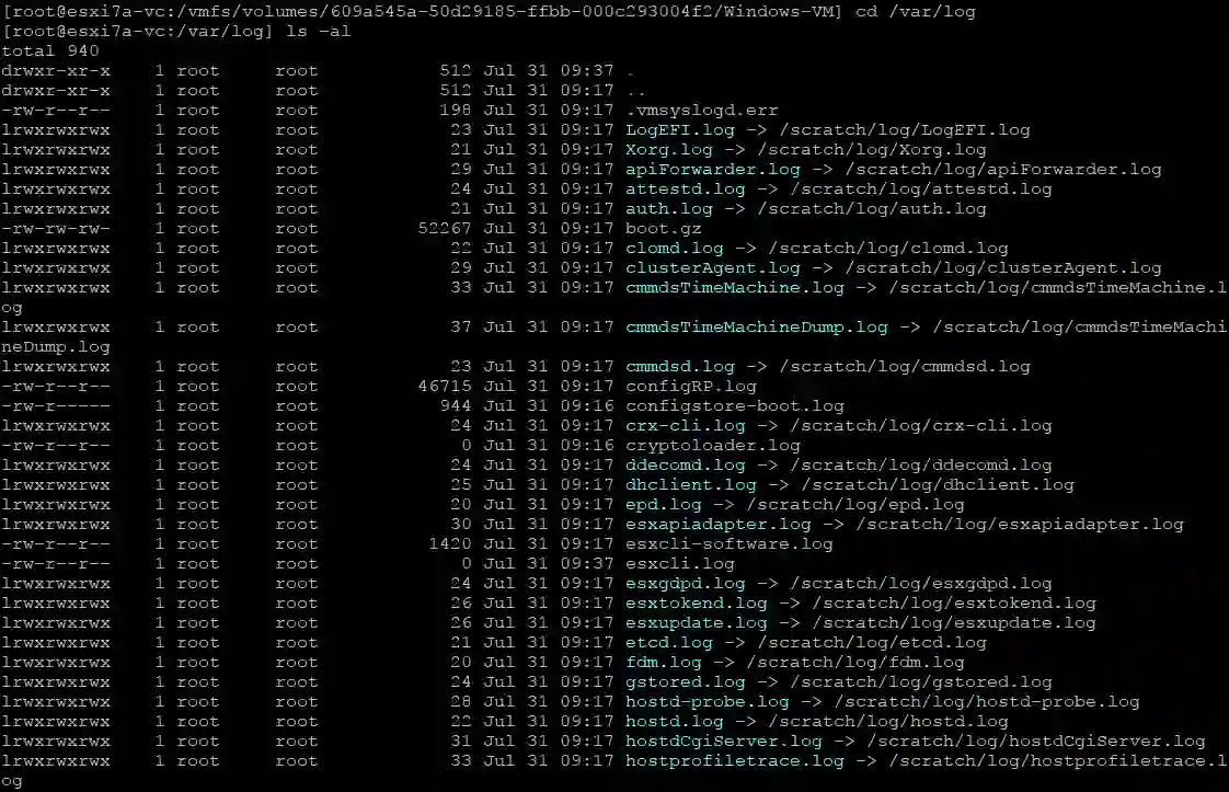 Cómo comprobar los registros de VMware ESXi en la línea de comandos a través de SSH