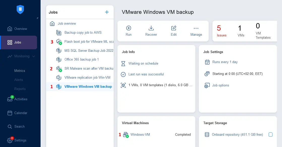 Automatic scanning of backups for viruses after backup creation is working