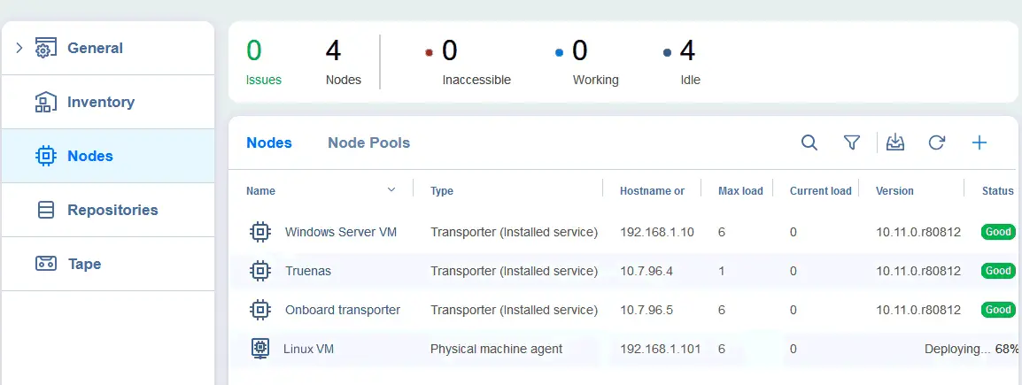 The Linux VM running on Proxmox is being added to inventory