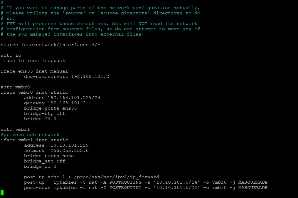 Configuración del puente de red y NAT para la segunda interfaz de red