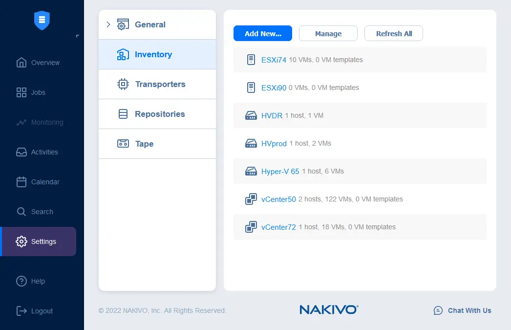 Cómo hacer backup de un recurso compartido de archivos NAS - añadir un recurso compartido de archivos al inventario