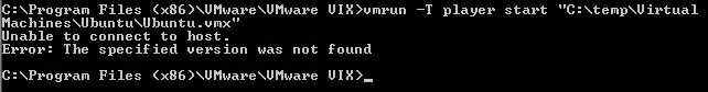 VMware Player – unable to connect to the host error